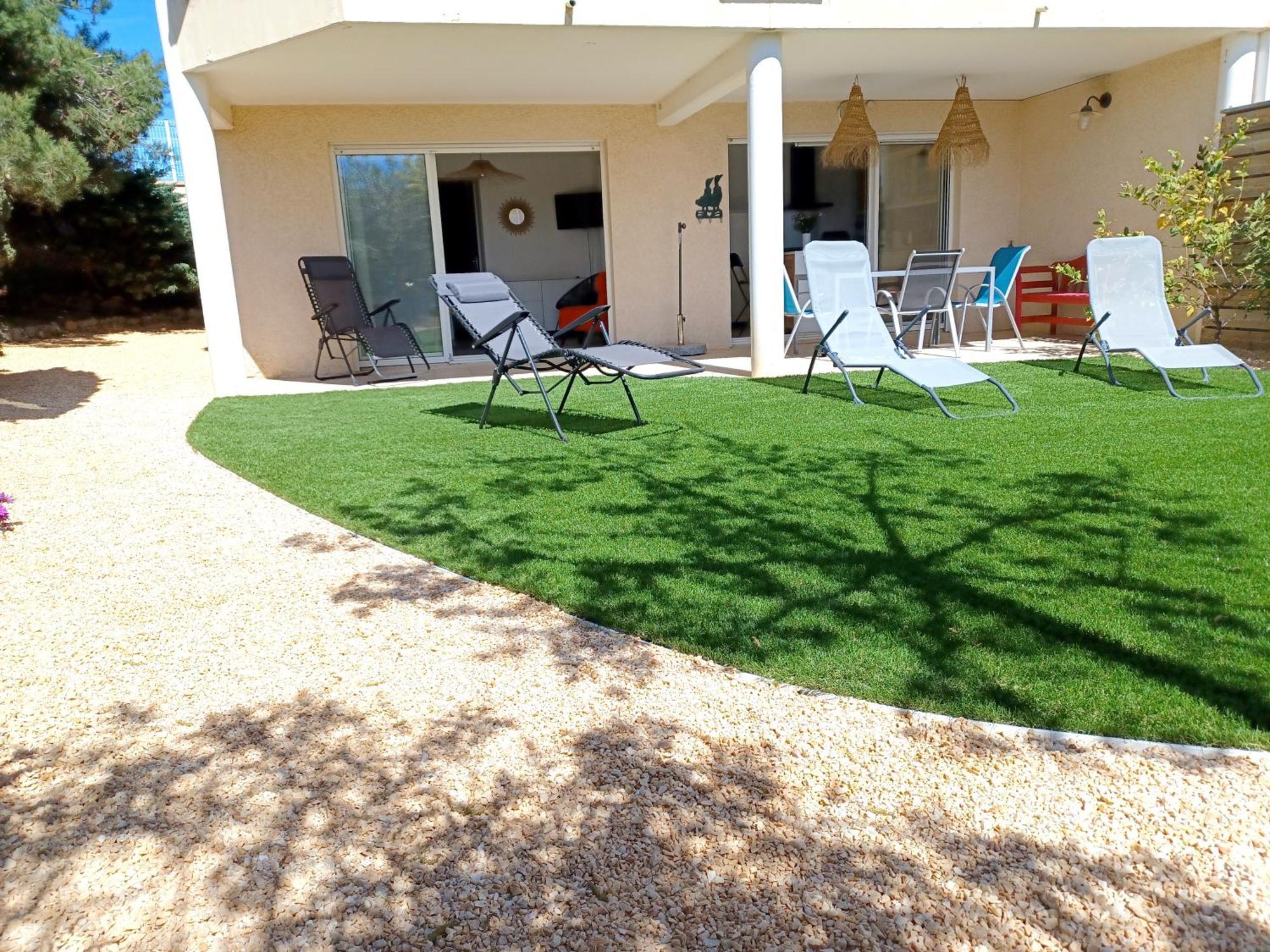 Plain-Pied Jardin 6 Personnes Clim Vue Mer Parking Wifi Terrasse Piscine Dans La Residence Saint-Pierre-la-Mer  ภายนอก รูปภาพ